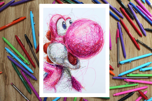 Magenta Yoshi Ballpoint Pen Print