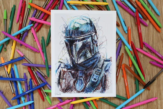Mando Ballpoint Pen Scribble Art Print-Cody James by Cody