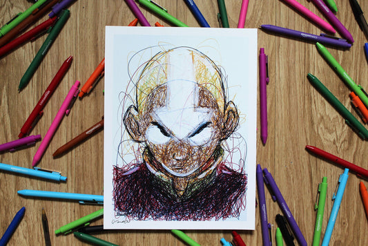 Aang Ballpoint Pen Scribble Art Print-Cody James by Cody