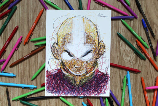 ORIGINAL Aang Ball Point Pen Drawing-Cody James by Cody