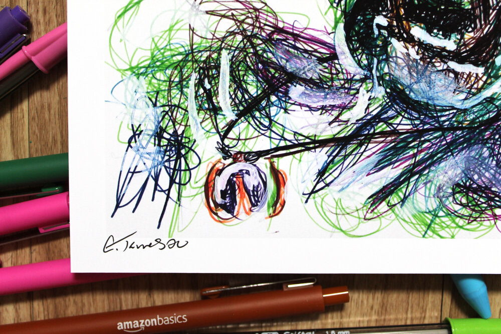 Abe's Odd World Ballpoint Pen Scribble Art Print-Cody James by Cody