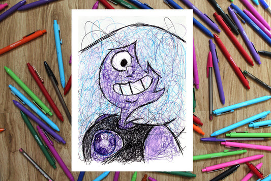 Amethyst Ballpoint Pen Scribble Art Print-Cody James by Cody