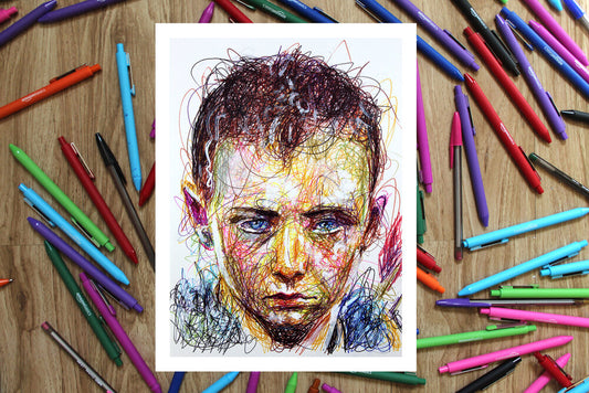 Atreus Ballpoint Pen Scribble Art Print-Cody James by Cody