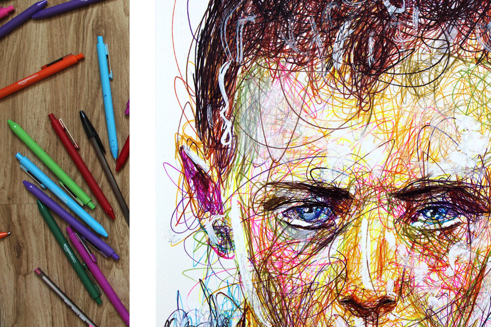 Atreus Ballpoint Pen Scribble Art Print-Cody James by Cody
