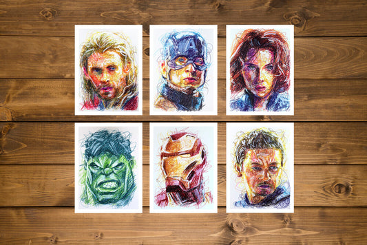 Avengers Ballpoint Pen Art Print Set-Cody James by Cody
