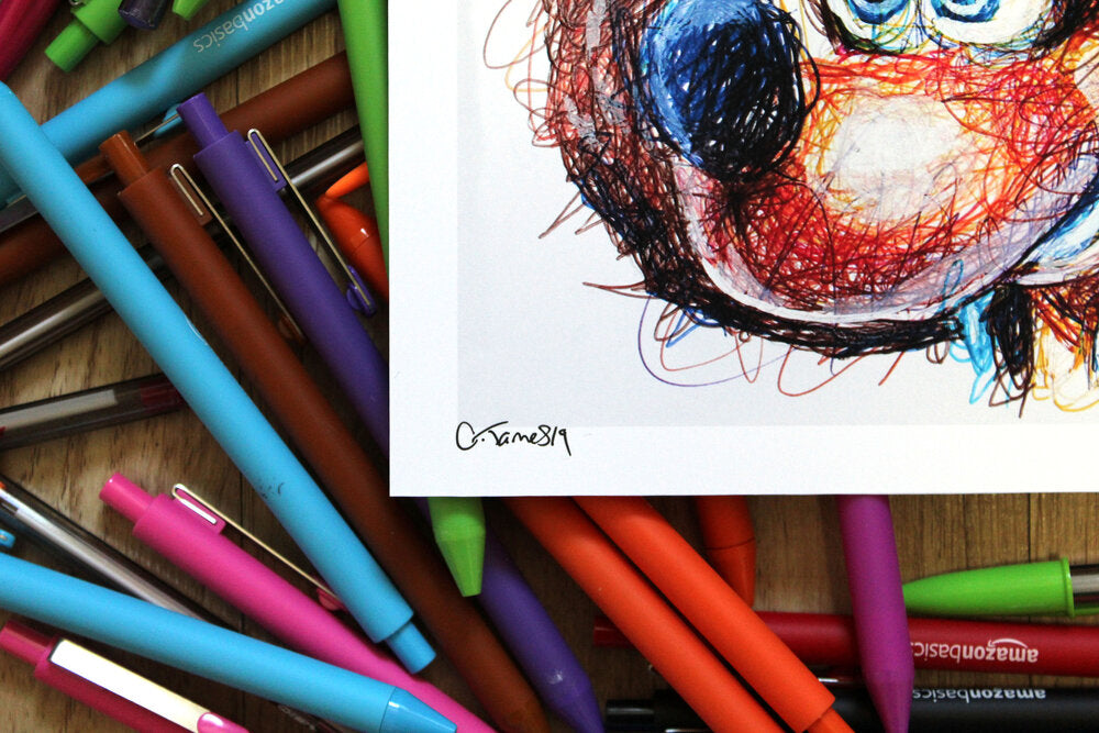 Banjo Kazooie Ballpoint Pen Scribble Art Print-Cody James by Cody