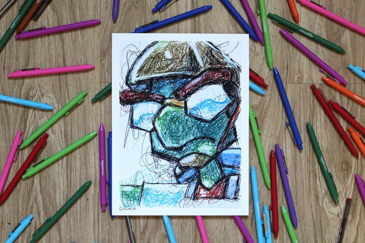 Bentley Ballpoint Pen Scribble Art Print-Cody James by Cody