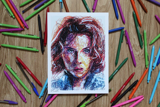 Black Widow Ballpoint Pen Scribble Art Print-Cody James by Cody