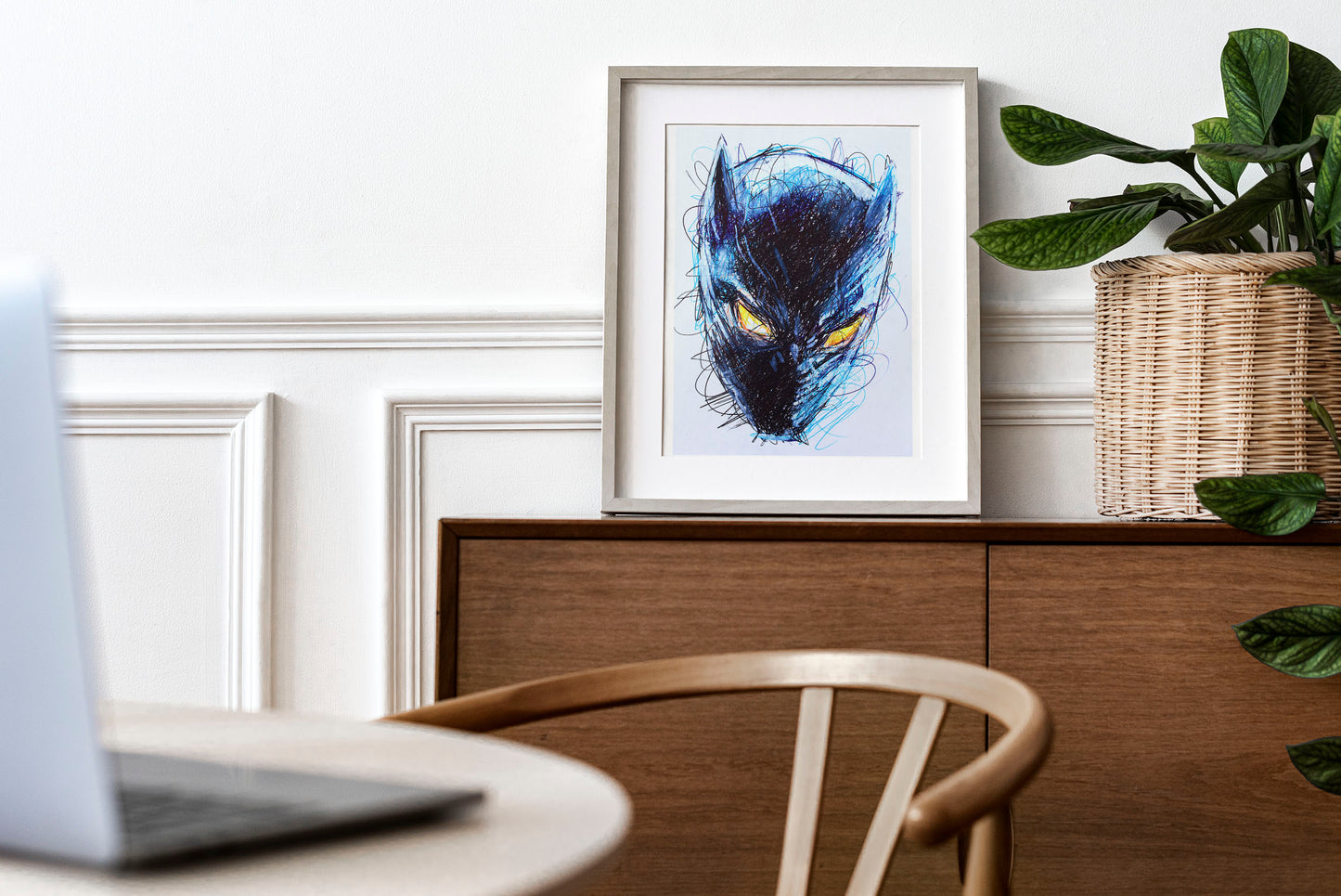 Black Panther Ballpoint Pen Scribble Art Print