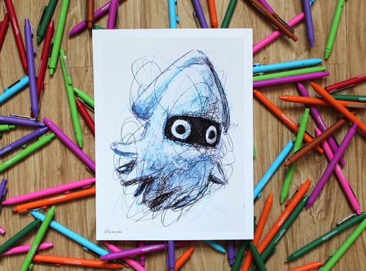 Blooper Ballpoint Pen Scribble Art Print-Cody James by Cody
