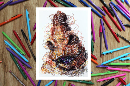 Boogie Man Ballpoint Pen Scribble Art Print-Cody James by Cody