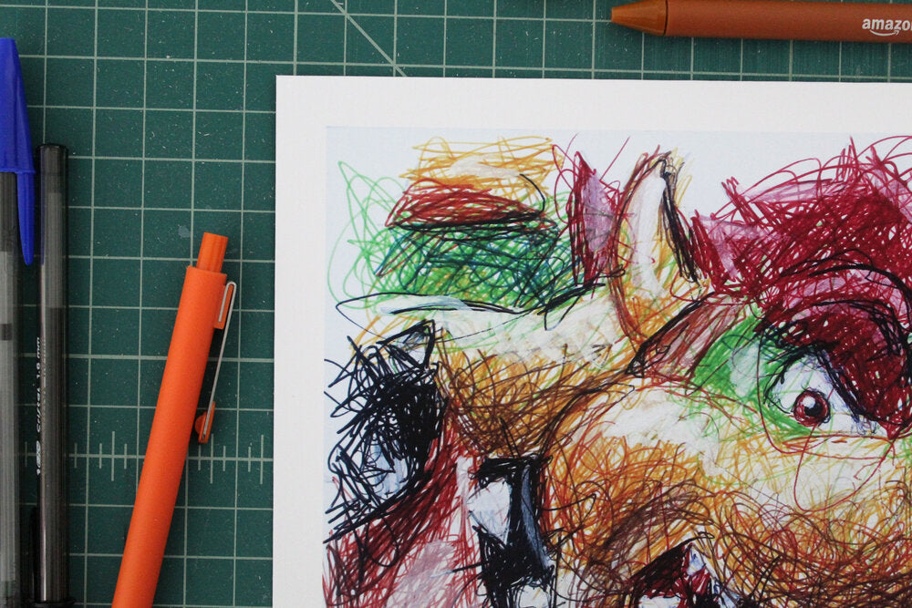 Bowser Ballpoint Pen Scribble Art Print-Cody James by Cody
