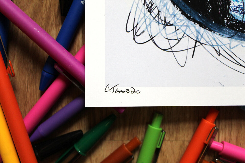 Bullet Bill Ballpoint Pen Scribble Art Print-Cody James by Cody
