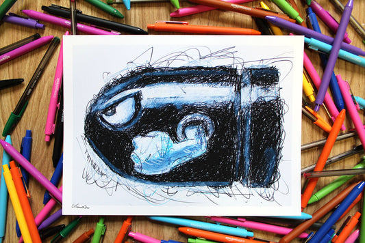 Bullet Bill Ballpoint Pen Scribble Art Print-Cody James by Cody