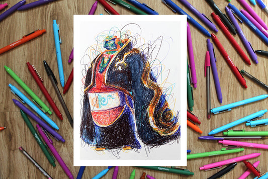 Cartoon Ganondorf Ballpoint Pen Scribble Art Print-Cody James by Cody