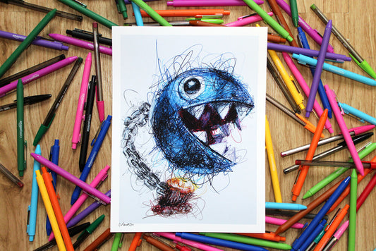 Chain Chomp Ballpoint Pen Scribble Art Print-Cody James by Cody