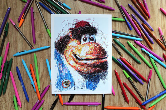 Chunky Kong Ballpoint Pen Scribble Art Print-Cody James by Cody