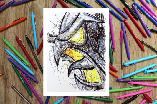 Clockwerk Ballpoint Pen Scribble Art Print-Cody James by Cody