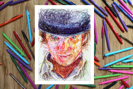 Clockwork Orange Ballpoint Pen Scribble Art Print-Cody James by Cody