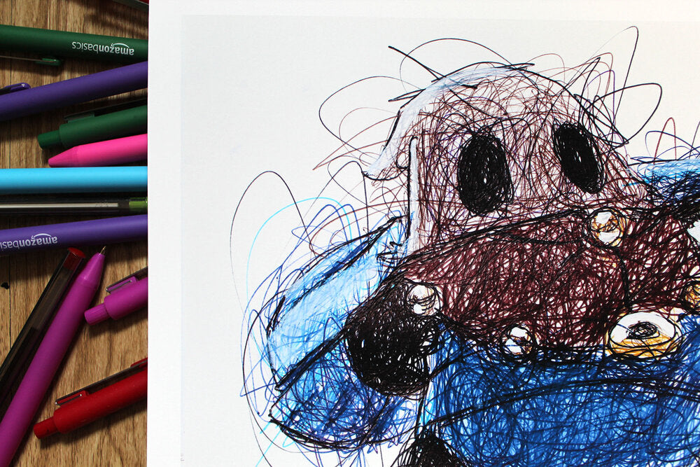 Cloth Ballpoint Pen Scribble Art Print-Cody James by Cody