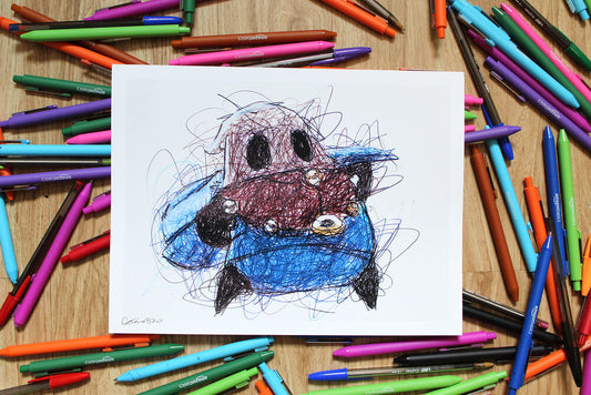 Cloth Ballpoint Pen Scribble Art Print-Cody James by Cody