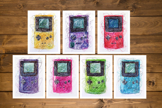 Colored Gameboys Complete Ballpoint Pen Art Print Set-Cody James by Cody