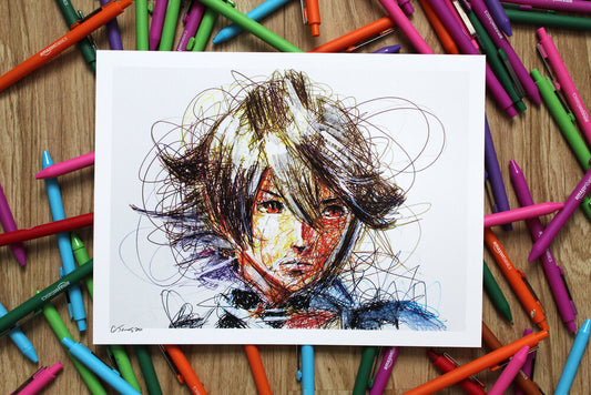 Corrin Ballpoint Pen Scribble Art Print-Cody James by Cody