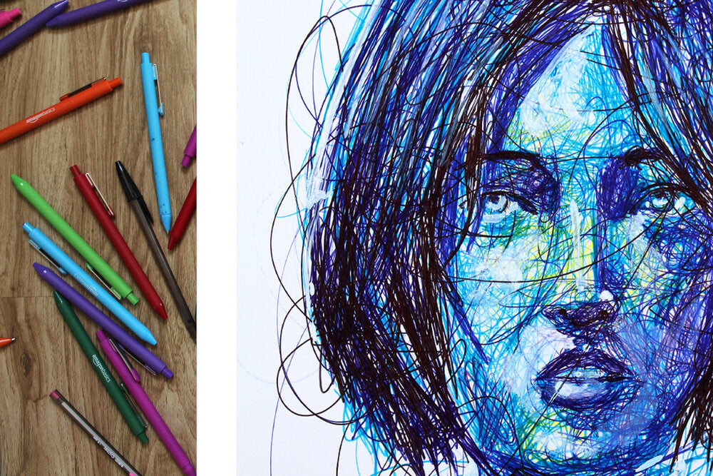 Cortana Ballpoint Pen Scribble Art Print-Cody James by Cody