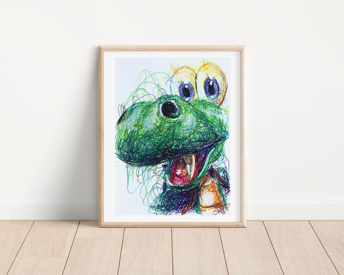 Croc Ballpoint Pen Scribble Art Print