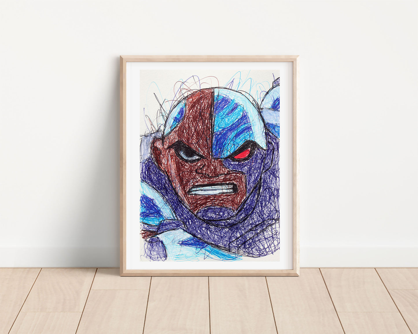 Cyborg Ballpoint Pen Scribble Art Print