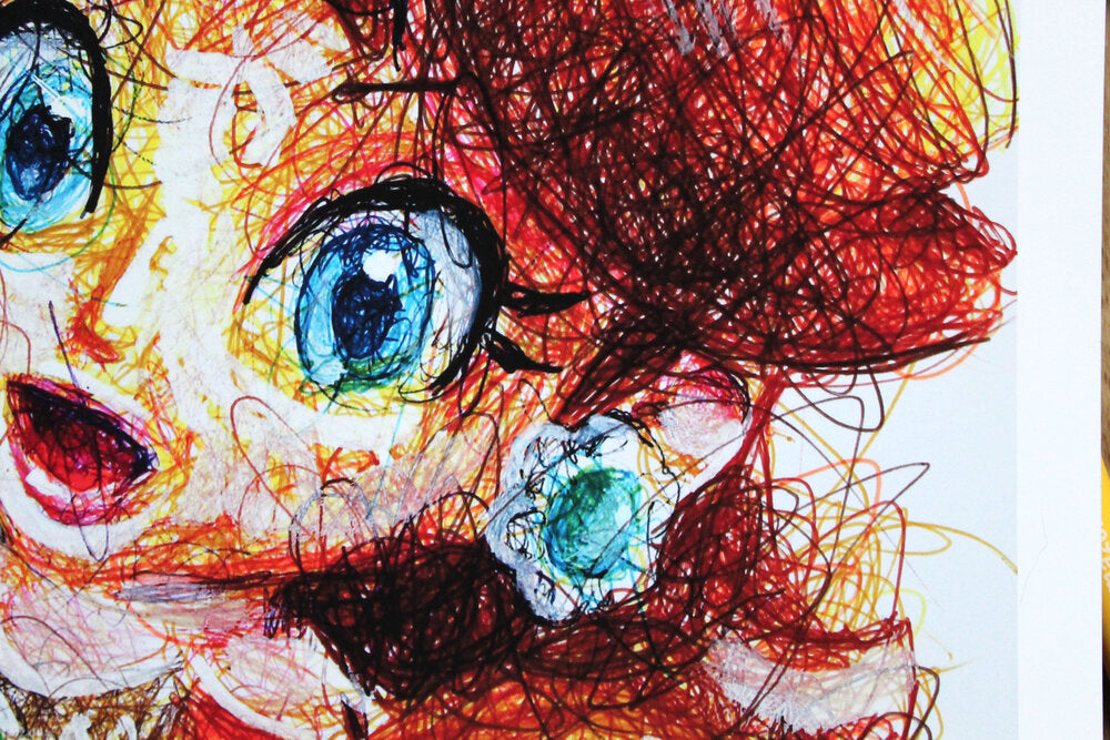 Daisy Ballpoint Pen Scribble Art Print-Cody James by Cody