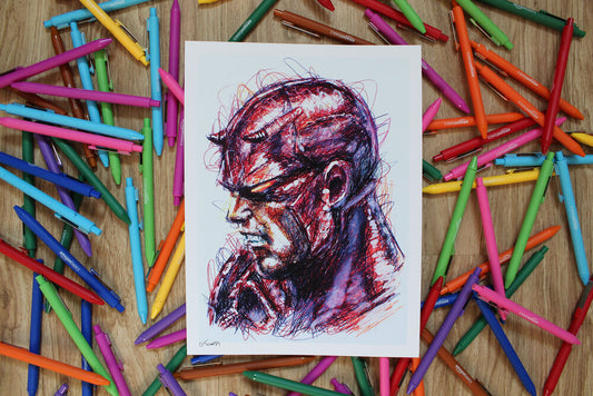 Dare Devil Ballpoint Pen Scribble Art Print-Cody James by Cody