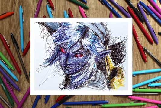 Dark Link Ballpoint Pen Scribble Art Print-Cody James by Cody