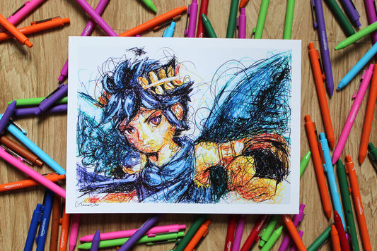 Dark Pit Ballpoint Pen Scribble Art Print-Cody James by Cody