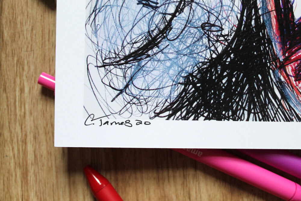 Devil Ballpoint Pen Scribble Art Print-Cody James by Cody