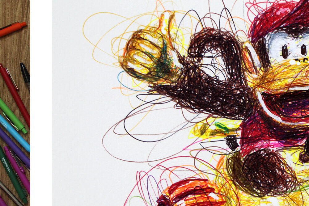 Diddy Kart Ballpoint Pen Scribble Art Print-Cody James by Cody