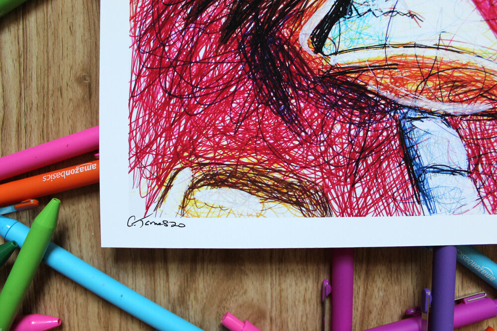 Dr. Robotnik Ballpoint Pen Scribble Art Print-Cody James by Cody