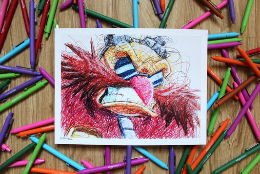 Dr. Robotnik Ballpoint Pen Scribble Art Print-Cody James by Cody