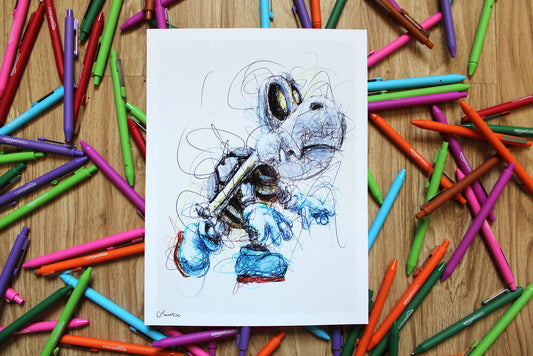 Dry Bones Ballpoint Pen Scribble Art Print-Cody James by Cody