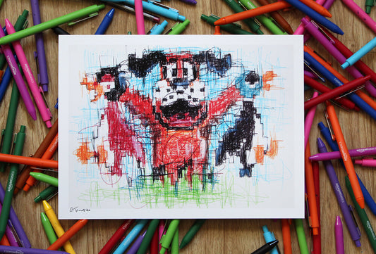 Duck Hunt Dog Ballpoint Pen Scribble Art Print-Cody James by Cody