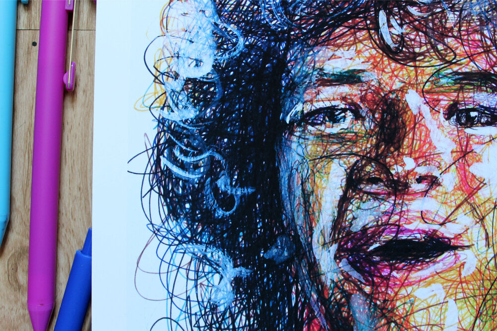 Dustin Ballpoint Pen Scribble Art Print-Cody James by Cody