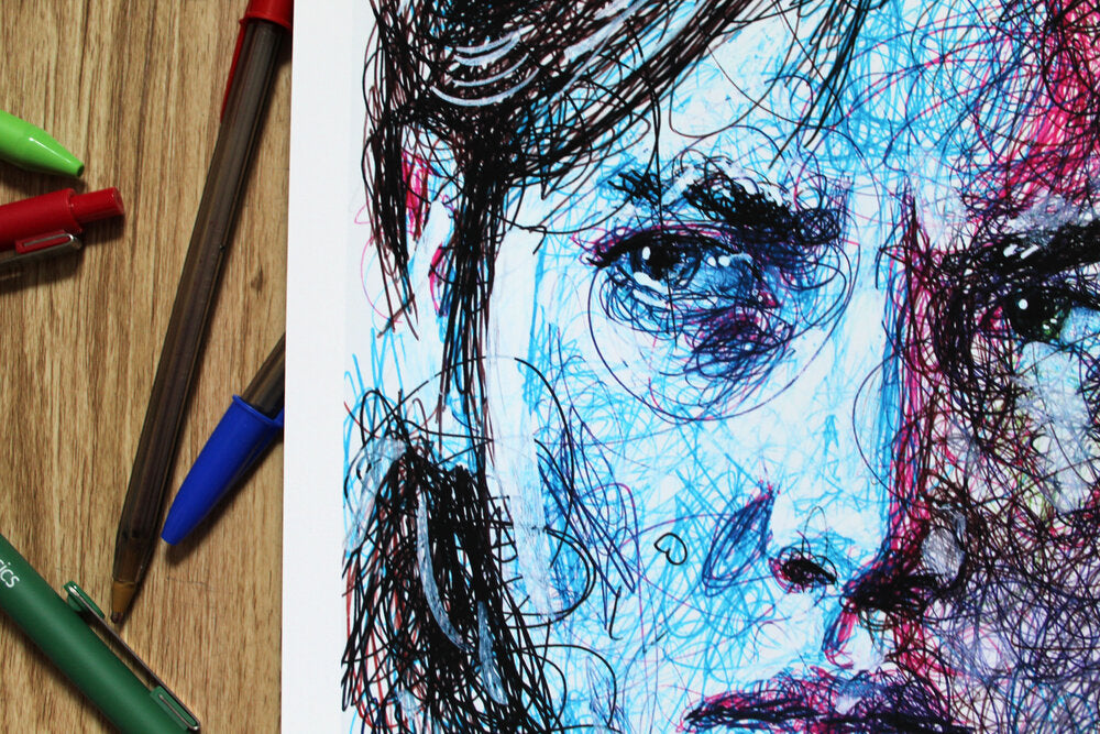 Ellie Ballpoint Pen Scribble Art Print-Cody James by Cody