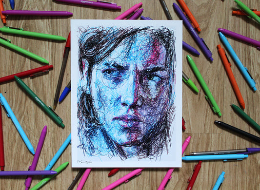 Ellie Ballpoint Pen Scribble Art Print-Cody James by Cody