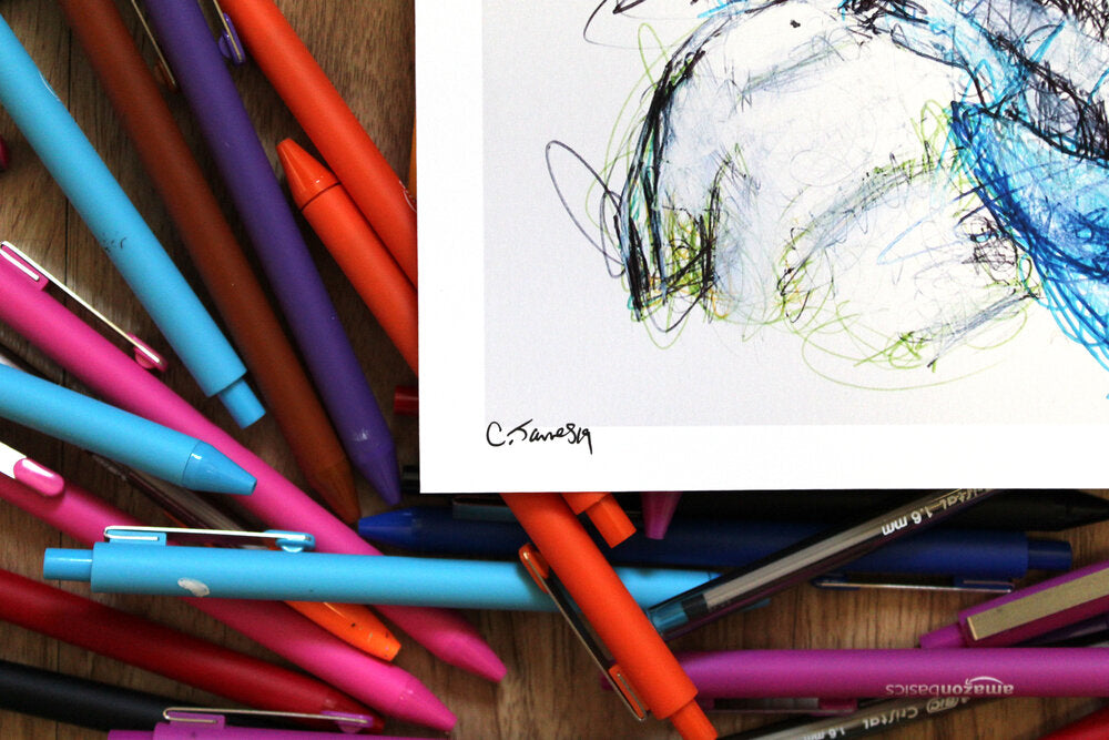 Falco Ballpoint Pen Scribble Art Print-Cody James by Cody