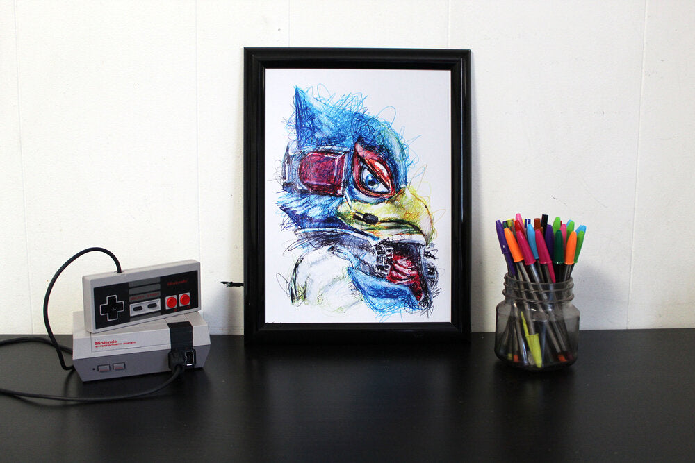 Falco Ballpoint Pen Scribble Art Print-Cody James by Cody