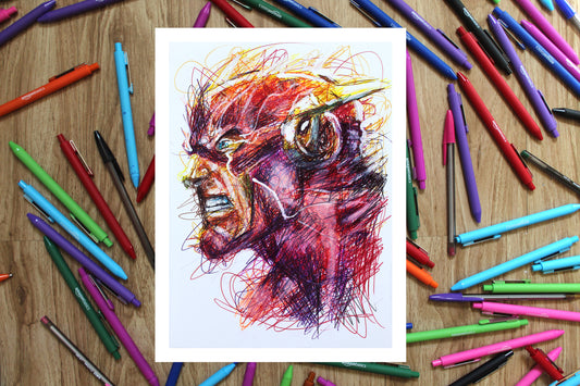 Flash Ballpoint Pen Scribble Art Print