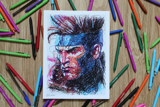 Gambit Ballpoint Pen Scribble Art Print-Cody James by Cody