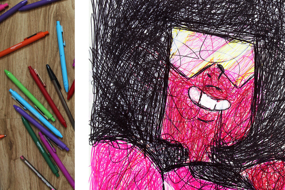 Garnet Ballpoint Pen Scribble Art Print-Cody James by Cody