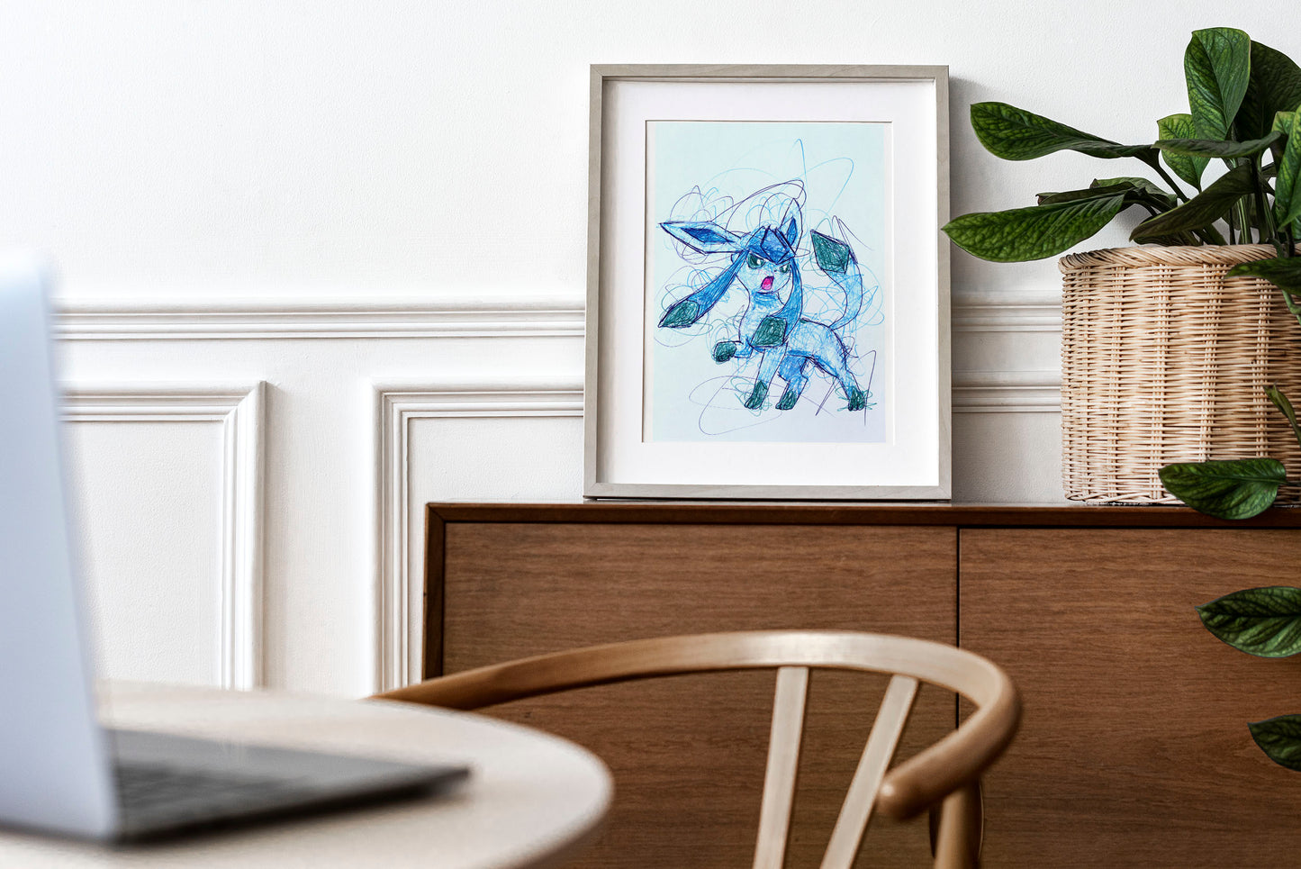 Glaceon Ballpoint Pen Scribble Art Print