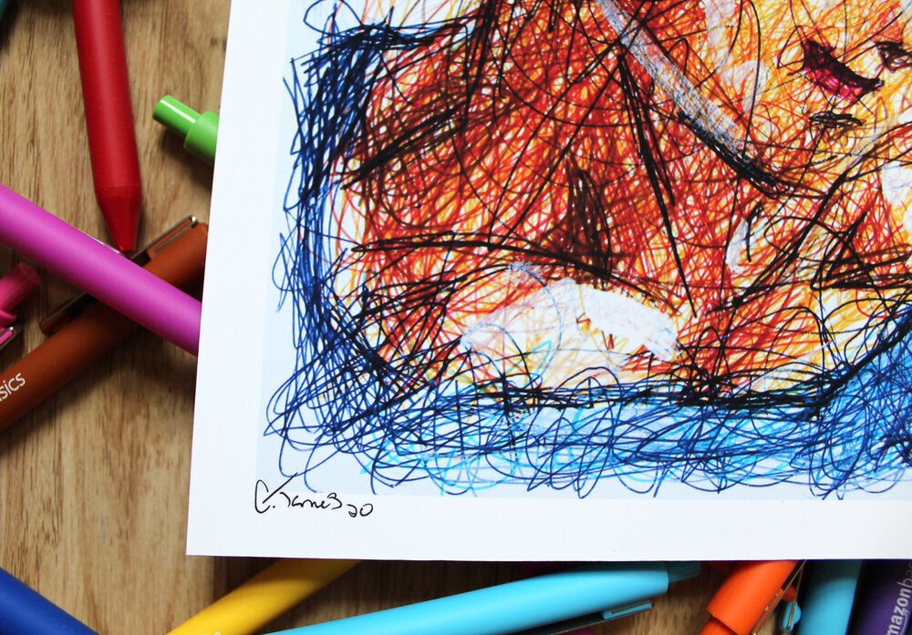 Goku Ballpoint Pen Scribble Art Print-Cody James by Cody